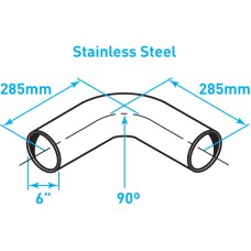 Exhaust Elbow 90º Bend, Stainless Steel - 6"